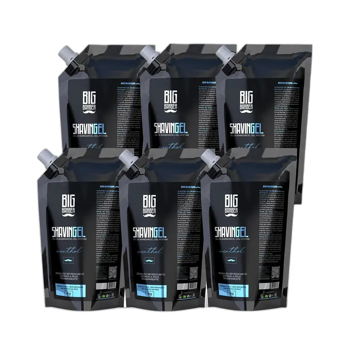 Big Barber – Shaving Gel De Barbear Big Barber Refil 1Kg Menthol Caixa Com 6 Unidades Big Barber - Shaving Gel De Barbear Big Barber Refil 1Kg Menthol Caixa Com 6 Unidades