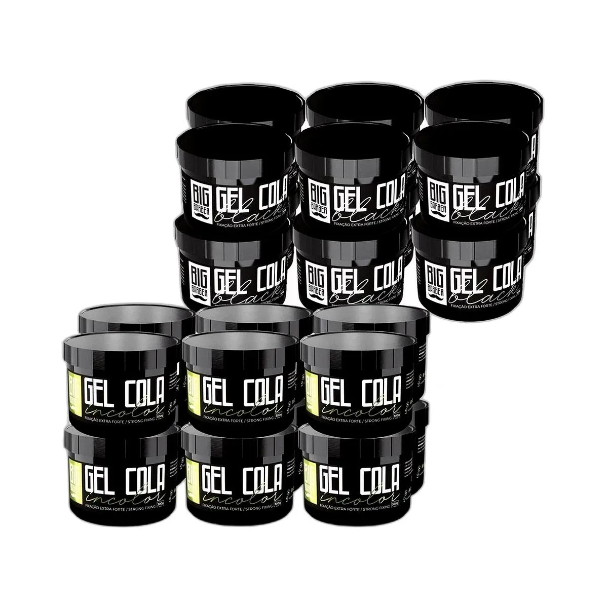 Big Barber - Gel Cola Incolor e Black Big Barber 300g Caixa Com 24 Unidades